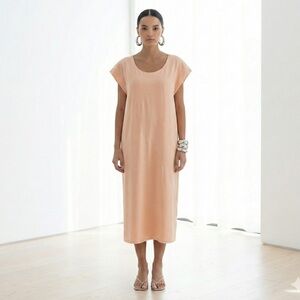 Emilio de la Morena powder pink silk cap sleeve midi dress - Small